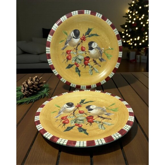 Lenox Winter Greetings Everyday Chickadee Salad Plates Set Of 2  Earthenware - Picture 1 of 7